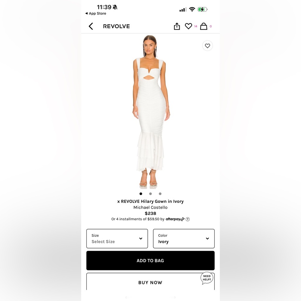 Michael Costello x Revolve Hilary gown in ivory